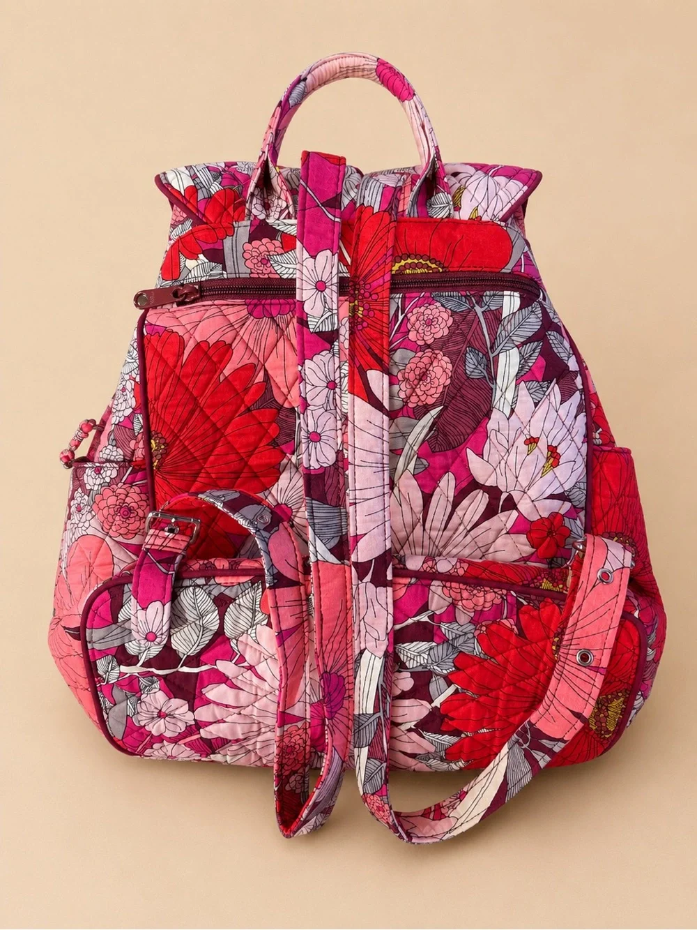 Rare Vera Bradley Bohemian Blooms Quilted Flap Drawstring Backpack